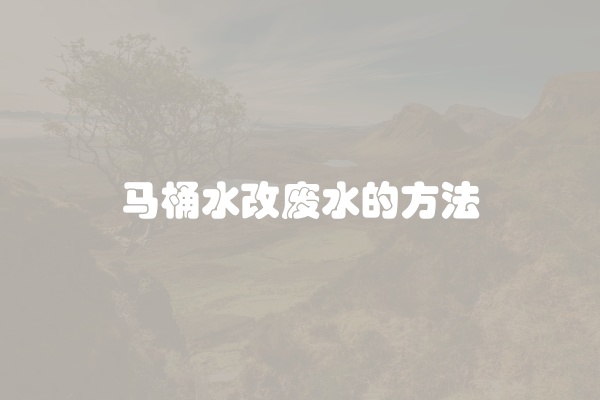 马桶水改废水的方法