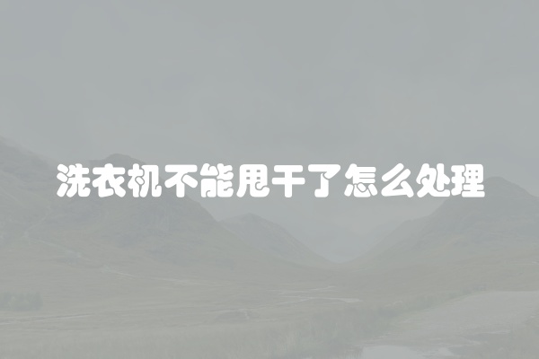 洗衣机不能甩干了怎么处理