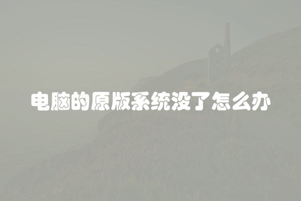 电脑的原版系统没了怎么办