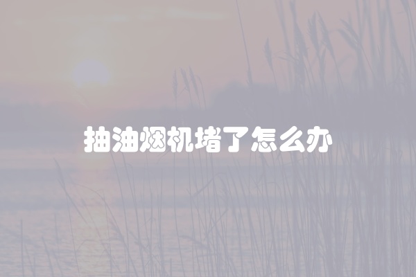 抽油烟机堵了怎么办