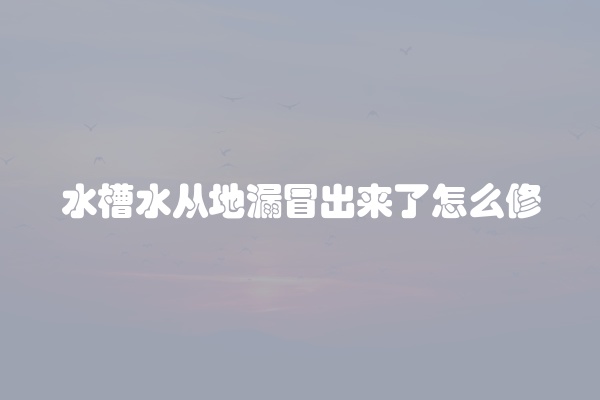 水槽水从地漏冒出来了怎么修