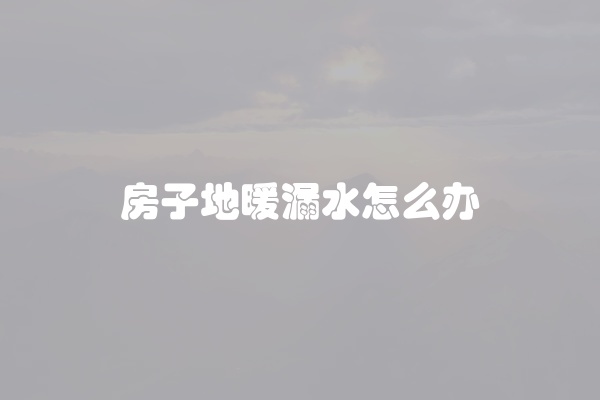 房子地暖漏水怎么办