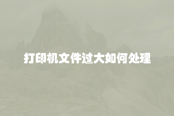 打印机文件过大如何处理