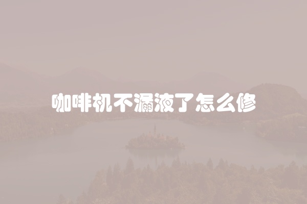 咖啡机不漏液了怎么修