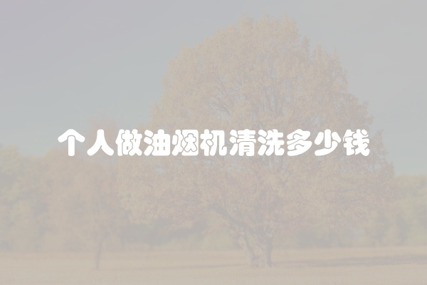 个人做油烟机清洗多少钱