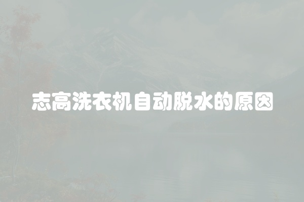 志高洗衣机自动脱水的原因