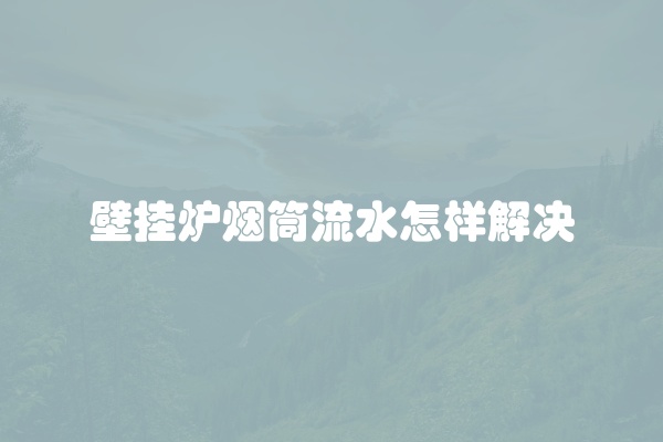 壁挂炉烟筒流水怎样解决