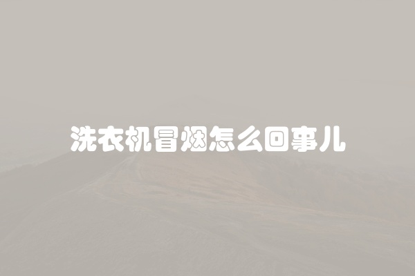 洗衣机冒烟怎么回事儿