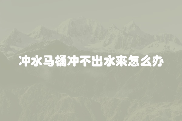 冲水马桶冲不出水来怎么办