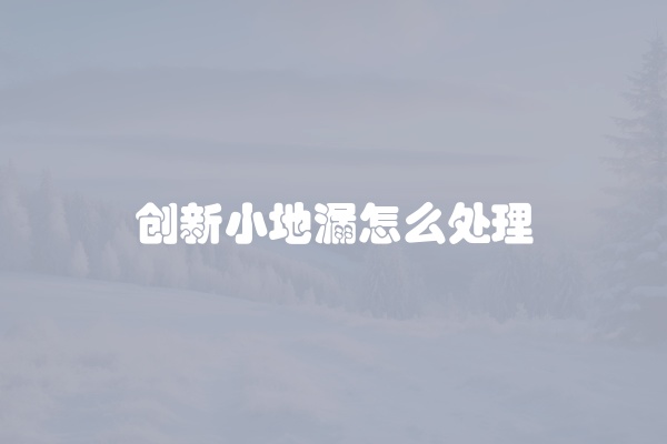 创新小地漏怎么处理