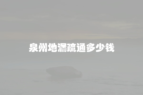 泉州地漏疏通多少钱