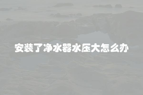 安装了净水器水压大怎么办