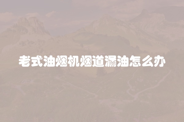老式油烟机烟道漏油怎么办