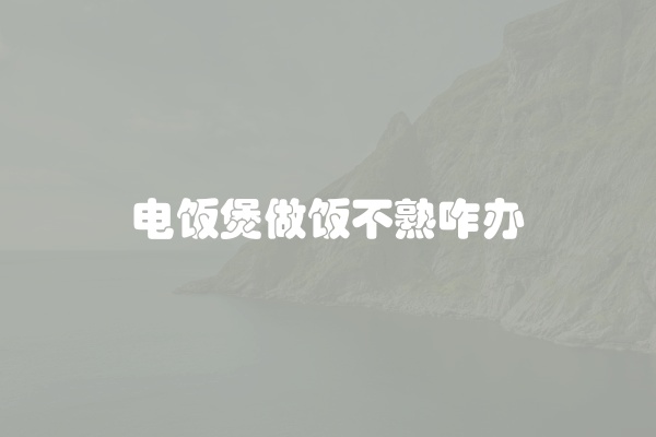 电饭煲做饭不熟咋办