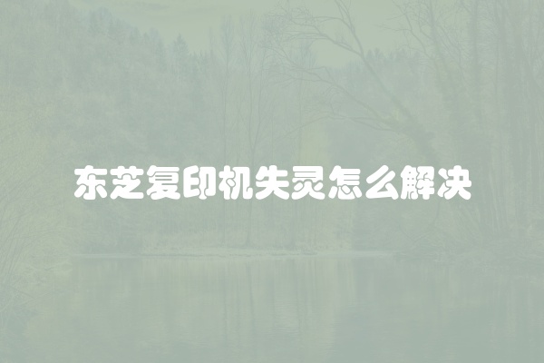 东芝复印机失灵怎么解决