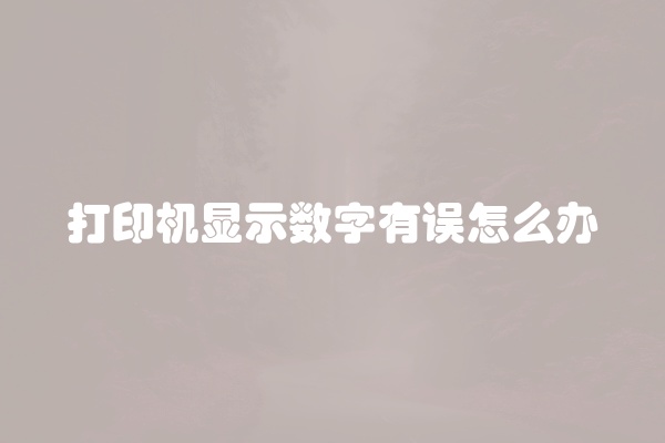 打印机显示数字有误怎么办