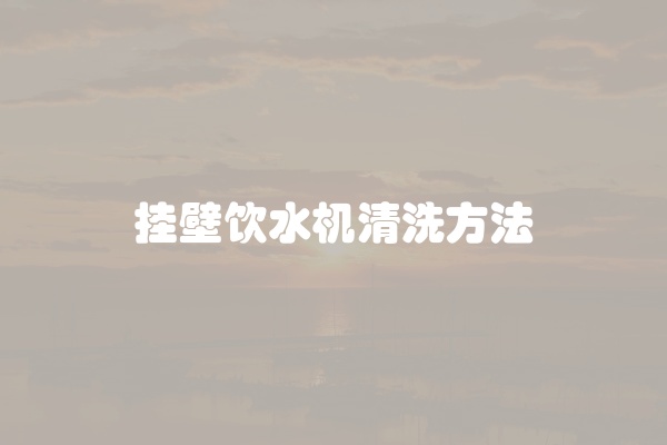 挂壁饮水机清洗方法