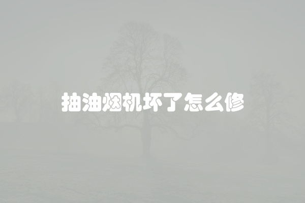 抽油烟机坏了怎么修