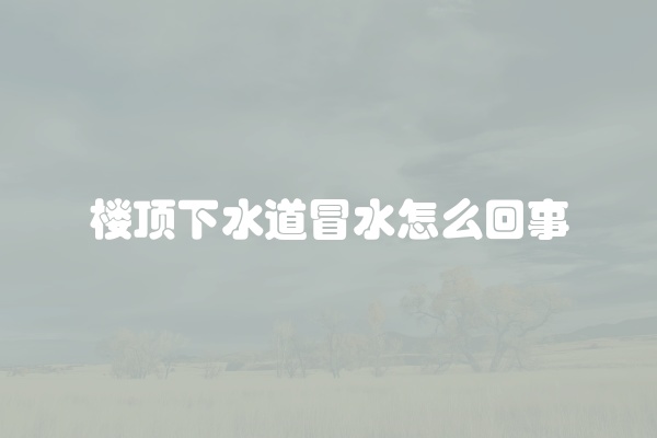 楼顶下水道冒水怎么回事