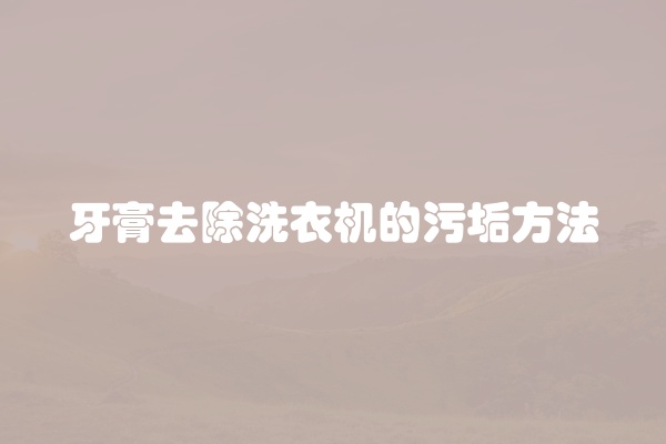 牙膏去除洗衣机的污垢方法