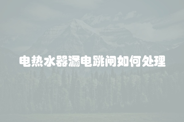 电热水器漏电跳闸如何处理