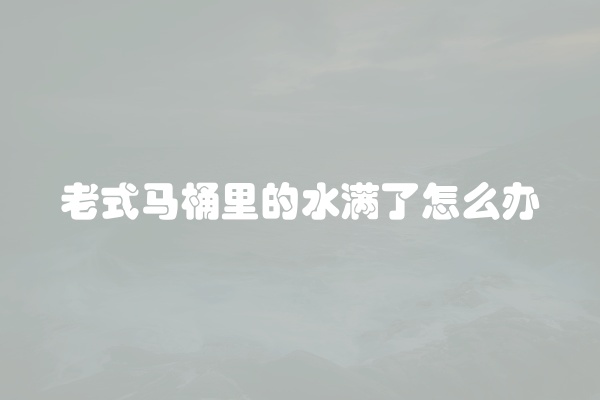 老式马桶里的水满了怎么办