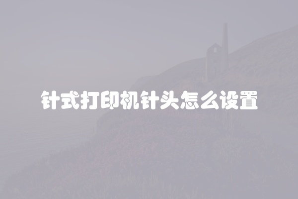 针式打印机针头怎么设置