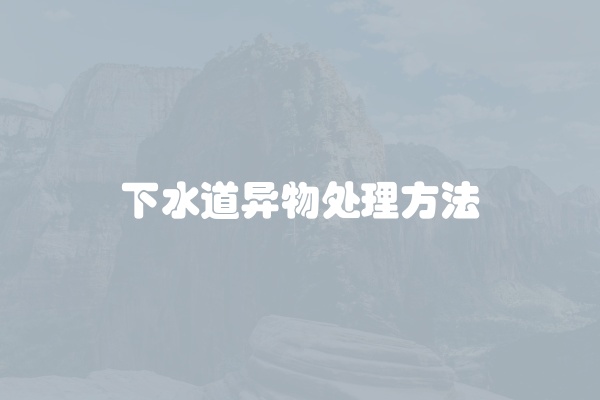 下水道异物处理方法