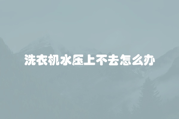 洗衣机水压上不去怎么办