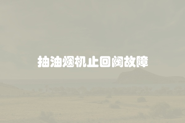 抽油烟机止回阀故障