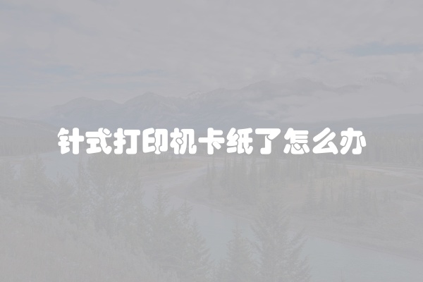 针式打印机卡纸了怎么办