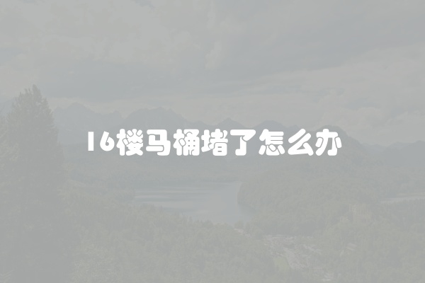 16楼马桶堵了怎么办