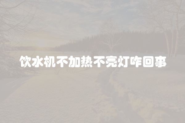 饮水机不加热不亮灯咋回事